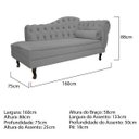 Ver imagem 3 de Recamier Diana 160cm Lado Esquerdo Suede Cinza - Doce Sonho Móveis