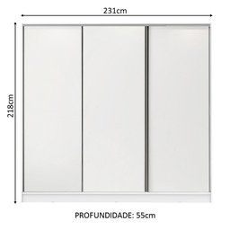 Guarda-roupa Casal 100% Mdf Madesa Nantes 3 Portas de Correr Branco - 3