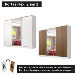 Guarda-roupa Casal 100% Mdf Madesa Nantes 3 Portas de Correr Branco - 10