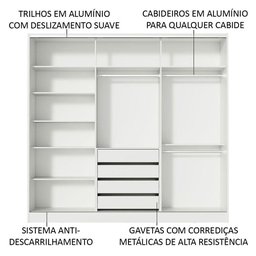 Guarda-roupa Casal 100% Mdf Madesa Nantes 3 Portas de Correr Branco - 5