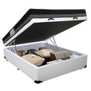 Ver imagem 2 de Cama Baú Casal Sintético + Colchão Casal Ortobom Iso Dupla Face 60x138x188 Branco