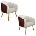 Ver imagem 1 de Kit 2 Poltronas Luiza Corano Nozes e Linho Bege - Doce Sonho Móveis