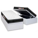 Ver imagem 1 de Cama Box Baú Solteiro: Colchão Castor Black e White Euro Pillow + Base Crc Courano White