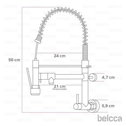 Torneira Gourmet 50cm Cromada de Parede Belcca Tg50c-pz - 6