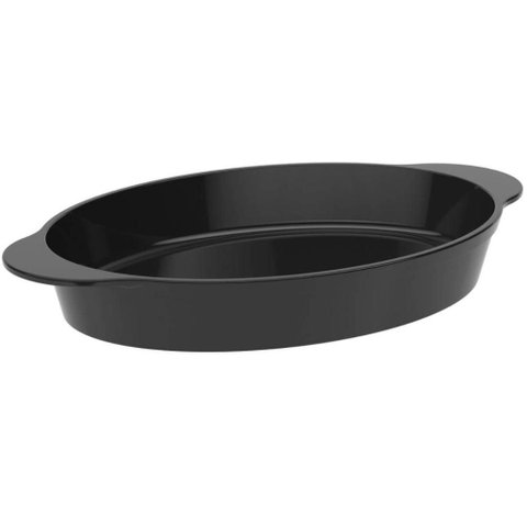 Jogo 12 Travessas Baixelas 800ml Plástico Oval Preta Servir Coza Uno Cozinhas Restaurantes Buffets