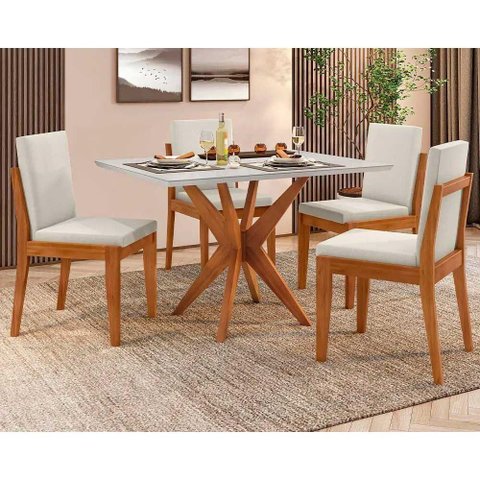 Mesa Cozinha Donna 120 + 4 Cad Lady Mel Nesher