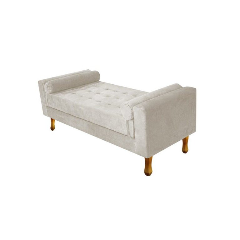 Recamier Félix King Size 195cm Suede Bege - Doce Sonho Móveis