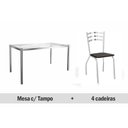 Ver imagem 4 de Sala de Jantar Completa Reno c/ Tampo Vidro 150cm + 4 Cadeiras Portugal Cromado/Courano Preto -