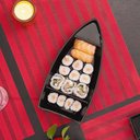Ver imagem 2 de Conjunto 5 Barcas para Sushi Comida Japonesa Oriental Pretos Uno Coza Plástico 27,5x13cm
