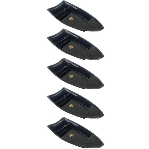 Conjunto 5 Barcas para Sushi Comida Japonesa Oriental Pretos Uno Coza Plástico 27,5x13cm