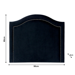 Cabeceira Solteiro Curva Luxo Estofada Com Tachas - Veludo Preto - 2