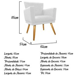 Poltrona Dália Pés Palito Mel Suede Branco - Doce Sonho Móveis - 4