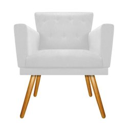 Poltrona Dália Pés Palito Mel Suede Branco - Doce Sonho Móveis - 1