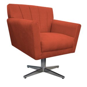 Poltrona Laura Base Giratória de Metal Suede Terracota - Doce Sonho Móveis