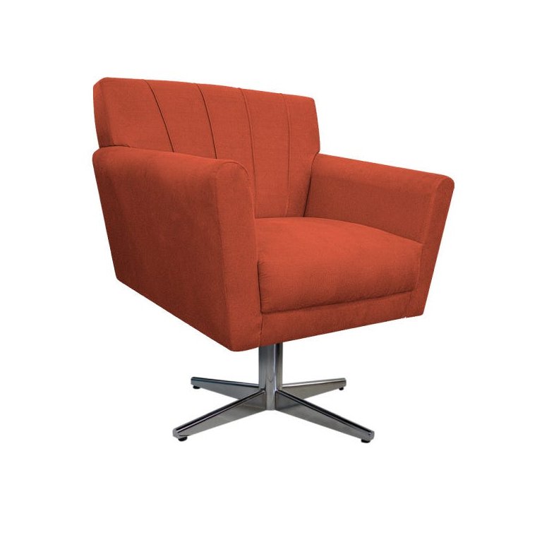 Poltrona Laura Base Giratória de Metal Suede Terracota - Doce Sonho Móveis Poltrona Laura Base Giratória de Metal Suede Terracota - Doce Sonho Móveis