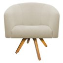 Ver imagem 3 de Kit 2 Poltronas Luiza Base Giratória de Madeira Linho Bege - Doce Sonho Móveis