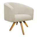 Ver imagem 2 de Kit 2 Poltronas Luiza Base Giratória de Madeira Linho Bege - Doce Sonho Móveis