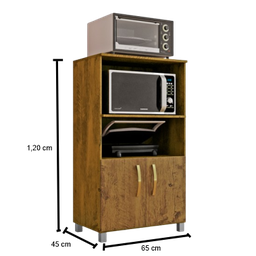 Balcão Cozinha para Forno Elétrico Microondas Multiuso com 2 Portas e 4 Pés Helena 65x120cm Canela - 4