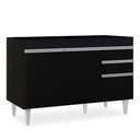 Ver imagem 1 de Balcão Gabinete 120cm 3 Portas 2 Gavetas Michigan Preto - Lumil