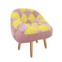 Ver imagem 3 de Kit 02 Poltrona Paloma Escritório Sala Pé Palito Suede Rosa Bebê e Suede Amarelo - Dominic Decor