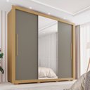 Ver imagem 1 de Guarda-Roupa Casal 3 Portas com Espelho Central 4 Gavetas com Pés Costa Rica Marrom Jequitibá/Granizo