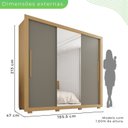 Ver imagem 4 de Guarda-Roupa Casal 3 Portas com Espelho Central 4 Gavetas com Pés Costa Rica Marrom Jequitibá/Granizo