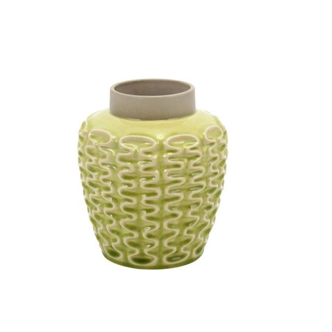 Vaso Decorativo Cachepô Enfeite Cerâmica Amarelo Manga 22x20x20cm