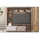 Ver imagem 1 de Home P/ Tv até 70 Pol Formosa C/ Nicho e Pés 210x207cm Nogueira San Remo/off White - Caemmun