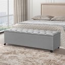 Ver imagem 1 de Recamier Baú com Rodízios Cancun 1,50m Linho Cinza