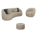 Ver imagem 1 de Conjunto Decorativo Sofá 240cm e Poltrona Clarke com Puff Round Linho Bege - Gran Belo