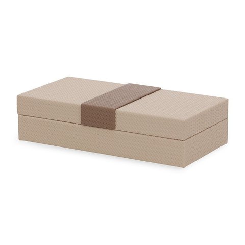 Caixa em Mdf com Revestimento em Pu Bege e Marrom 30x15,5x8cm
