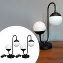 Ver imagem 1 de Kit 2 Abajur Luminária de Mesa Jabuticaba Jennifer Alumínio Preto com 2 Globos de Vidro 10cm