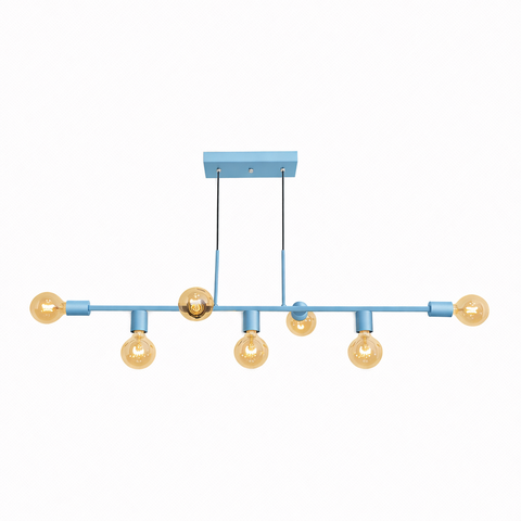 Pendente Ciciliano Aluminio Teto e27 7 Luzes Lumini Lab - Azul Bebe