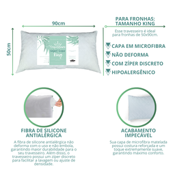 Kit 2 Travesseiros Select Luxo King Size Fibra de Silicone Importada Antialérgica - 2