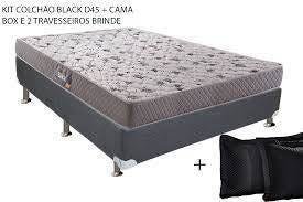 Cama Box Queen Herval Colchão Herval Black 45 (1,58x198) Acompanha + 2 Travesseiros - 1