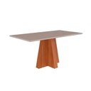 Ver imagem 1 de Mesa P/ Cozinha Patricia C/ Tampo Madeirado C/ Vidro 160x80cm Cinamomo/off White - Cimol