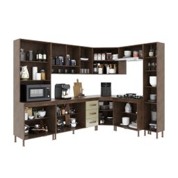 Cozinha Modulada Completa Fidelitá Lisboa 8 Peças 445cm 18 Portas 3 Gavetas com Tampo - 2
