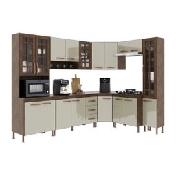 Cozinha Modulada Completa Fidelitá Lisboa 8 Peças 445cm 18 Portas 3 Gavetas com Tampo - 3