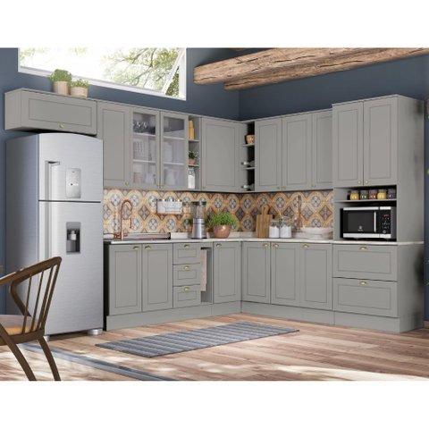 Cozinha Modulada de Canto 12 Peças 16 Portas 5 Gavetas Americana Henn