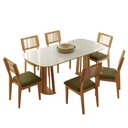 Ver imagem 2 de Conjunto de Jantar 6 Lugares Mesa 1,80m em Mdf e Base Ripada Cor:freijó com Off White e Verde