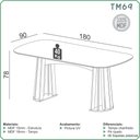 Ver imagem 3 de Conjunto de Jantar 6 Lugares Mesa 1,80m em Mdf e Base Ripada Cor:freijó com Off White e Verde