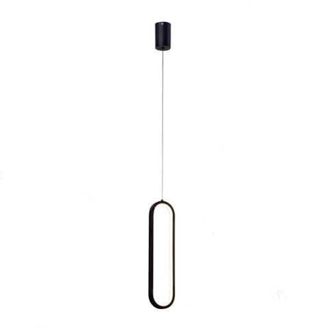 Pendente Oval Preto 40cm Led 18W 3000K Bivolt PARIS LUZ