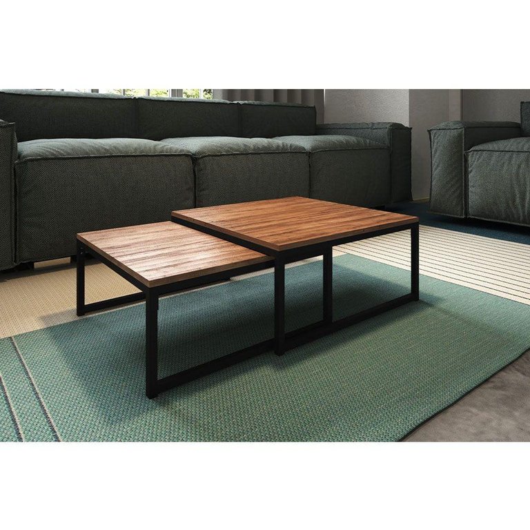 Duo Mesa de Centro Catarina Preto e Tampo Amêndoa Marrom Duo Mesa de Centro Catarina Preto e Tampo Amêndoa Marrom