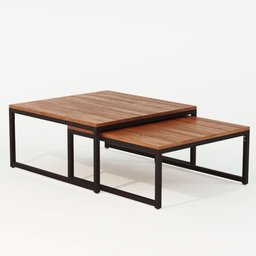 Duo Mesa de Centro Catarina Preto e Tampo Amêndoa Marrom - 3