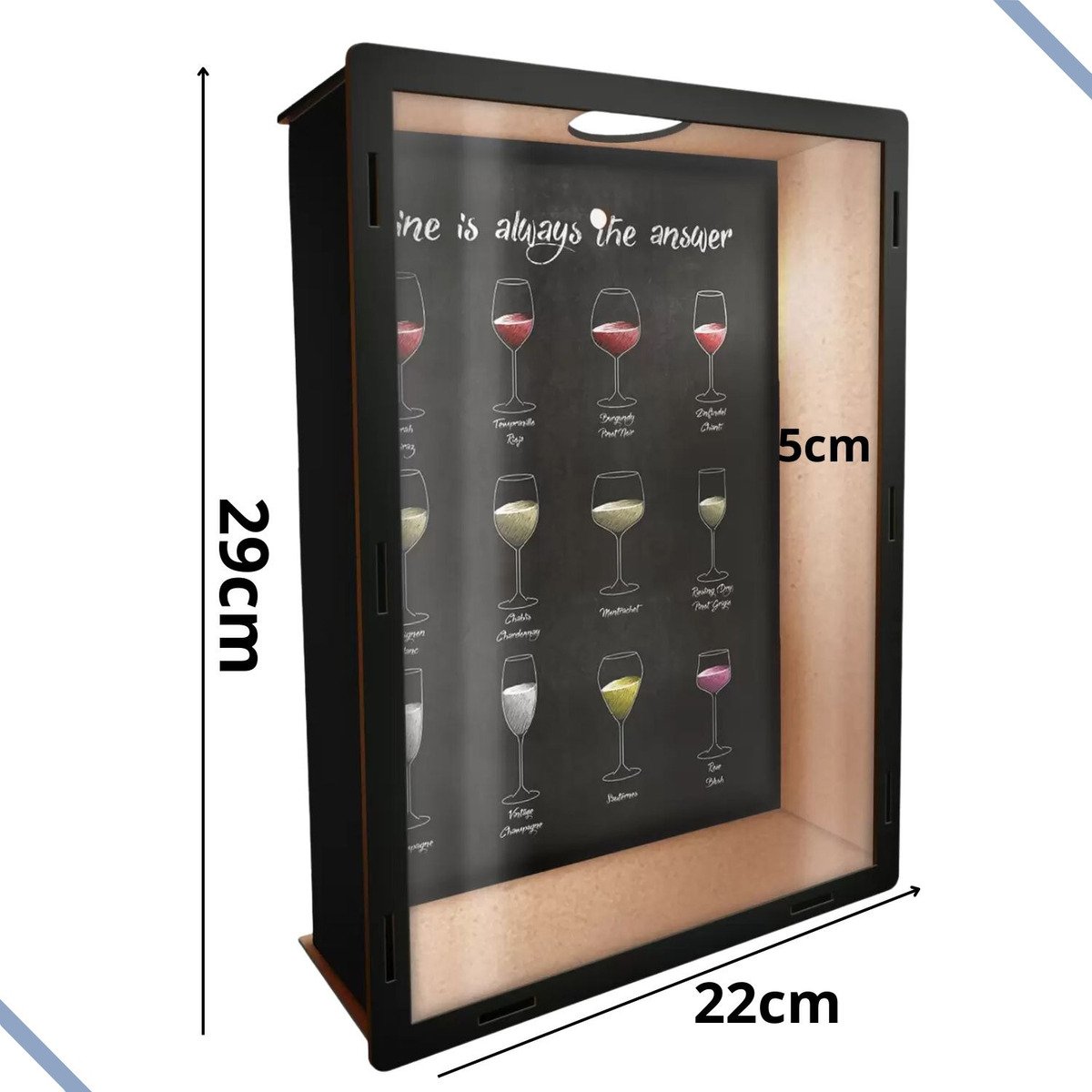 Quadro Porta Rolhas Vinho em Mdf Wine Is Always The Answer:tabaco - 3