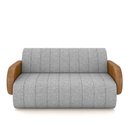 Ver imagem 4 de Sofá Decorativo Living Sala de Estar Bornéu 148cm pés de Madeira PU/Linho Caramelo/Cinza Escuro G33 