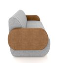 Ver imagem 5 de Sofá Decorativo Living Sala de Estar Bornéu 148cm pés de Madeira PU/Linho Caramelo/Cinza Escuro G33 