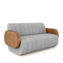 Ver imagem 2 de Sofá Decorativo Living Sala de Estar Bornéu 148cm pés de Madeira PU/Linho Caramelo/Cinza Escuro G33 