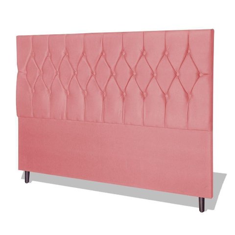 Cabeceira Estofada Box Casal King Size Encosto para Cama Ram 1500 195x126 Cm Rosa