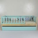 Ver imagem 1 de Bicama Infantil Solteirão Base Colorida Madeira Maciça Pinus Grade Vertical